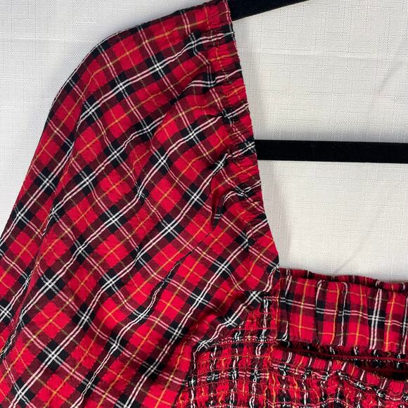 OLD NAVY Red Tartan Plaid Blouse Size XL Dark Academia Holiday Fall Autumn - Picture 8 of 14